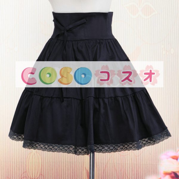 ロリータスカート，ブラック　プリーツ　クラシック＆トラディション　コットン　 ―Lolita0383 1