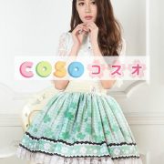 ロリータ服　スカート　グラスグリーン　スィート　プリント　レース　クローバー ―Lolita0386