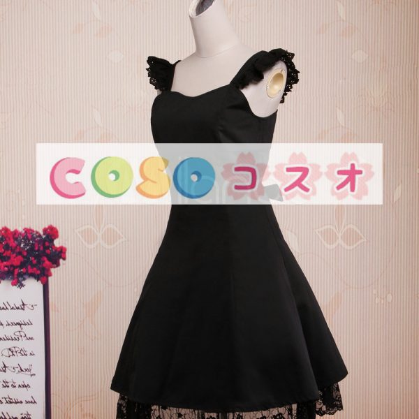 ロリータジャンパースカート，ブラック　レース　ゴージャス　コットン　 ―Lolita0398 1
