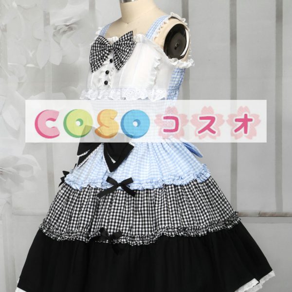 ロリータ服，ジャンパースカート　格子縞　リボン　メイド　チェック柄 ―Lolita0410 1