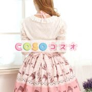 ロリータ服，ジャンパースカート　ピンク　リボン付き　レース付き　スィート ―Lolita0441