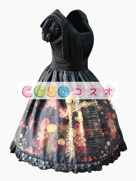 ロリータ服　ワンピース　ブラック　ショートスリーブ　 ―Lolita0457 1