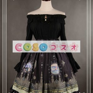 ロリータ服　スカート　レトロ　プリント柄　 ―Lolita0459