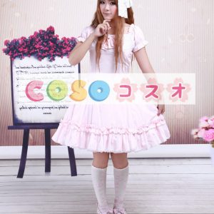 ロリータワンピース，ロリータファッション　ピンク　リボン　姫風　ショートスリーブ　キュート ―Lolita0466
