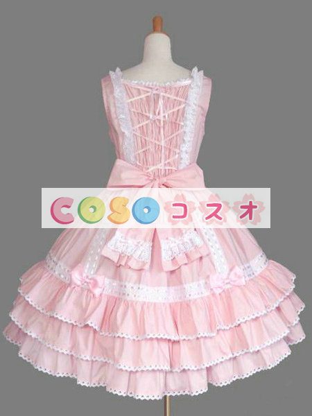 ロリータ服　ワンピース　ピンク　ドレス　コットン１００％　洋装　ノースリーブ　 ―Lolita0468 1