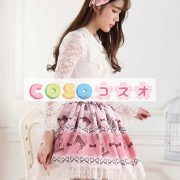 ロリータ服　スカート　ピンク　スィート　プリント　レース　　新作 ―Lolita0475