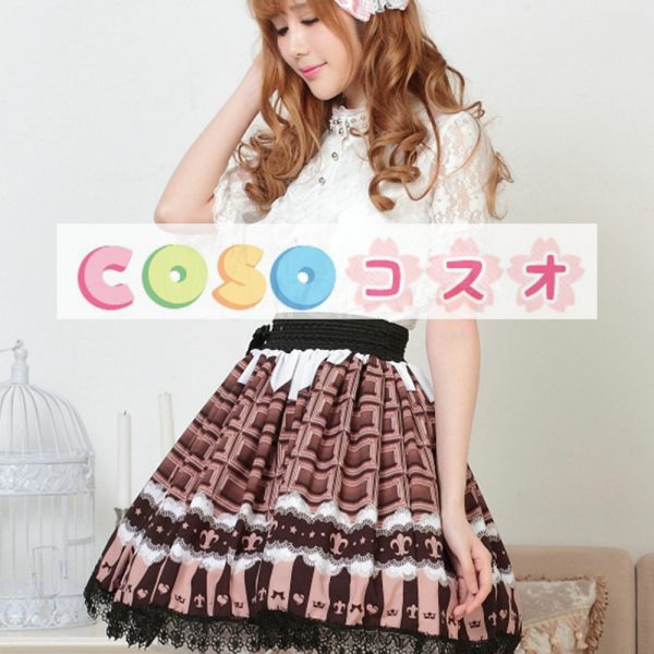 ロリータ服 スカート チョコレート色 レース切り替え―Lolita0485 1 ロリータ服 スカート チョコレート色 レース切り替え―Lolita0485 1