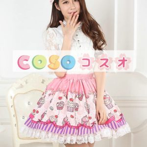 ロリータ服　スカート　プリント柄　レース付き　 ―Lolita0517