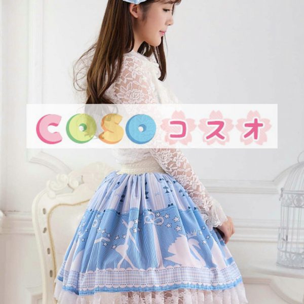 ロリータ服　スカート　プリント柄　レース付き　 ―Lolita0537 1