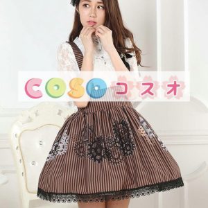 ロリータ服　スカート　ブラウン　スィート　プリント柄　レース　 ―Lolita0553