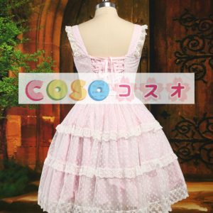 ロリータ服，ジャンパースカート　ライトピンク　リボン　水玉模様　スィート ―Lolita0563