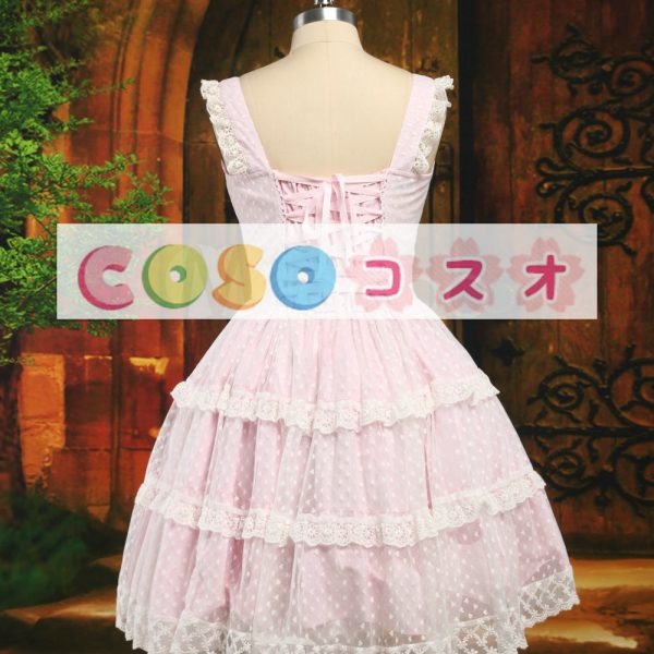 ロリータ服，ジャンパースカート　ライトピンク　リボン　水玉模様　スィート ―Lolita0563 1