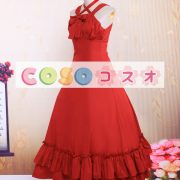 ロリータジャンパースカート，レッド　ラッフル　ゴージャス　クラシック＆トラディション　コットン　 ―Lolita0567