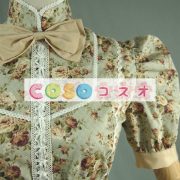 ロリータ服　ワンピース　オリーブカラー　ボディコン　プリント柄　ドレス　コットン　可愛い　半袖　ポートレイトネック　プリント付き　カジュアル　 ―Lolita0574