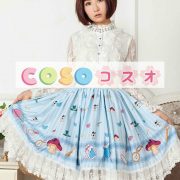 ロリータ服　スカート　スウィート　ポリエステル　プリント　ブルー　カジュアル　 ―Lolita0582