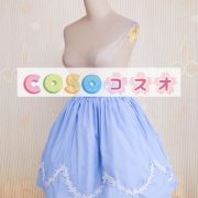ロリータスカート，ブルー　レース　スィート　コットン　プリーツ ―Lolita0590