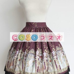 ロリータ服　スカート　レトロ　プリント柄　 ―Lolita0610