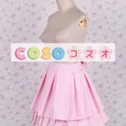 ロリータスカート，ピンク　ラッフル　プリーツ　レース　スイート　コットン　 ―Lolita0634