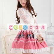 ロリータ服　スカート　ピンク　スィート　新作　プリント　レース　人気 ―Lolita0635