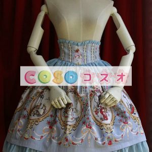 ロリータ服，スカート　プリント柄　新作　スィート　レースアップ ―Lolita0644