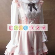 ロリータ服　ワンピース　ボディコン　リボン柄　ドレス　ポリエステル　可愛い　長袖　折り襟　編み上げ　カジュアル　 ―Lolita0657