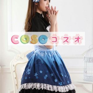 オンブル ブルー スター プリント レースかわいいロリータ ドレス ―Lolita0658