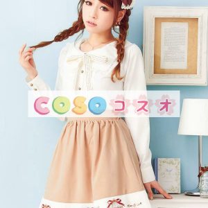 ロリータ服　スカート　ベージュ　レトロ　プリント柄　 ―Lolita0674