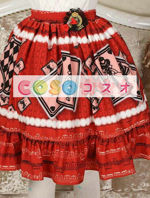 エレガントな赤レース ゴスロリ スカートを印刷 ―Lolita0679 1