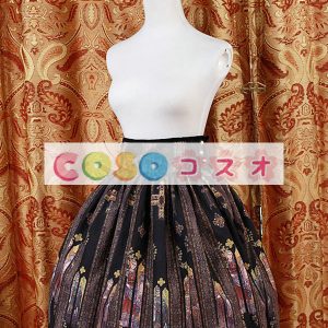 ロリータ服　スカート　ブラック　レトロ　プリント柄　 ―Lolita0681