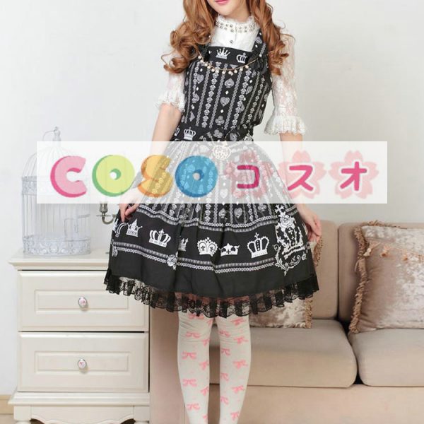 ロリータ服　ワンピース　ブラック　ボディコン　リボン柄　ドレス　ポリエステル　可愛い　ノースリーブ　リボン　カジュアル　 ―Lolita0696 1