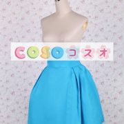 ロリータスカート，ブルー　プリーツ　レース　クラシック＆トラディション　コットン　 ―Lolita0698