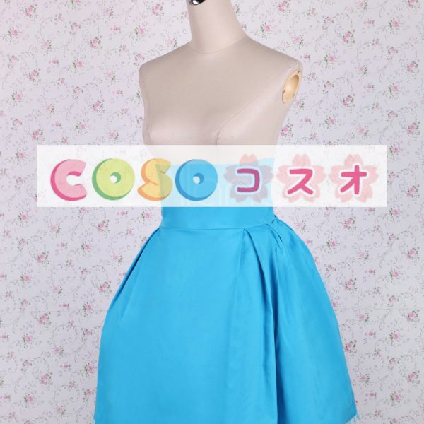 ロリータスカート，ブルー　プリーツ　レース　クラシック＆トラディション　コットン　 ―Lolita0698 1