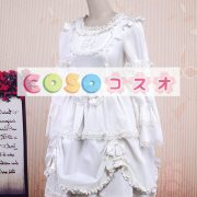 ロリータワンピース，ホワイト　スクエアネック　ティアド　ロングスリーブ　スィート　レース ―Lolita0709