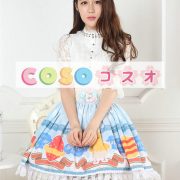 ロリータ服　スカート　ブルー　スィート　プリント　レース　イースターエッグ ―Lolita0716