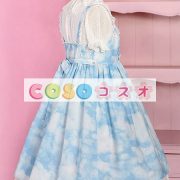 ロリィタジャンパースカート　ブルー　フリル　スウィート　合成繊維　パーティー　 ―Lolita0777