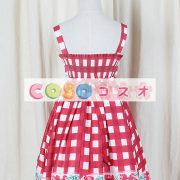 ロリィタジャンパースカート　カジュアル　可愛い　シフォン　プリント付き　スクープネック　 ―Lolita0840