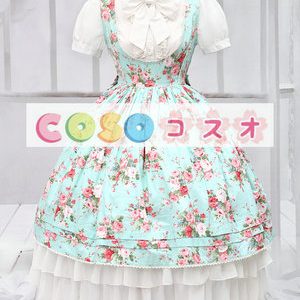 ロリータ服，ブラウス＆ジャンパースカート 　２点セット　コスチューム　オリジナルデザイン　プリント柄 ―Lolita0919