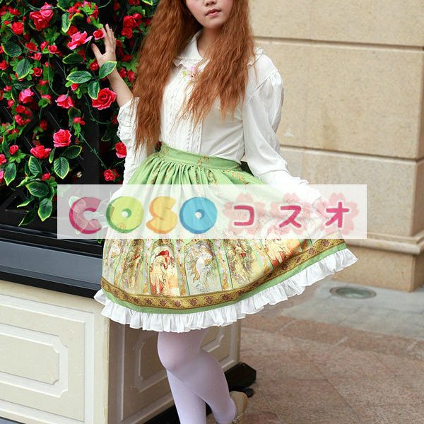 ロリータ服，スカート　新作　スィート　リボン付き　プリント柄　高品質　 ―Lolita0142 1