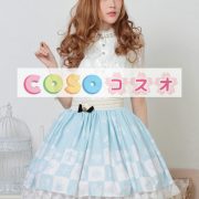 ロリータ服　スカート　ライトスカイブルー　レース切り替え　高品質 ―Lolita0451