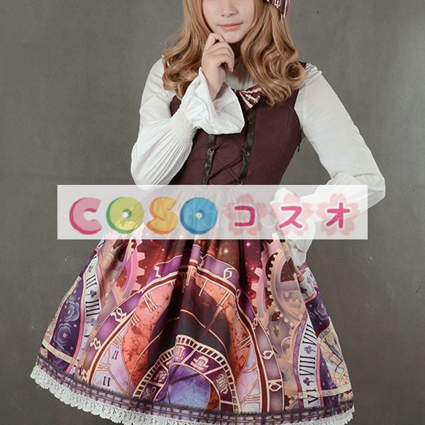 紫のロリータ ドレス ストラップ プリント シフォン ドレス ―Lolita0791 1