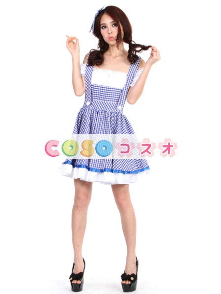 ハロウィングッズ　ライトスカイブルー　女性用　オズの魔法使い　大人用　合成繊維　ミニドレス　ハロウィーン　―festival-0094 1