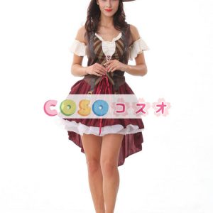 コスチューム　大人用　ハロウィーン　ドレス&帽子　ブラウン　―festival-0108