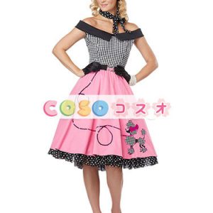 コスチューム衣装　合成繊維　スカート&ヘッドギア&トップス　ピンク　―festival-0150