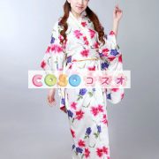 ハロウィン　ホワイト　日本　和服　浴衣　コスチューム　花柄―festival-0173