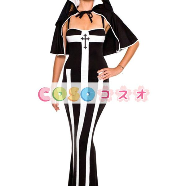 ハロウィン　修道女　ドレス　コスチューム　セクシー　合成繊維　ブラック―festival-0174 1