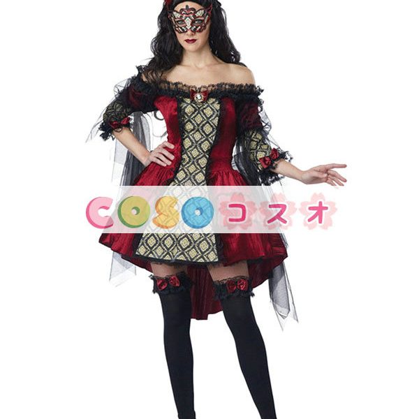 ハロウィン　レッド　バンパイア　コスチューム　マスカレード・レディ　レース―festival-0197 1
