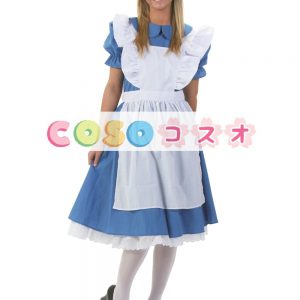 メイド　ハロウィン　コスチューム　ブルー　ウェイトレス　ポリエステル　―festival-0236
