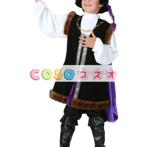 ルネッサンス　ハロウィン　中世風　キッズ用　コスチューム　ブラック　合成繊維　子供用―festival-0282 1