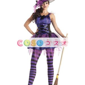 ハロウィン　魔女　魔法使い　コスチューム　パープル　魔導師　合成繊維―festival-0328