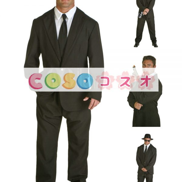 スーツ　ハロウィン　コスチューム　バチェラー　ブラック　男性用　ポリエステル―festival-0356 1